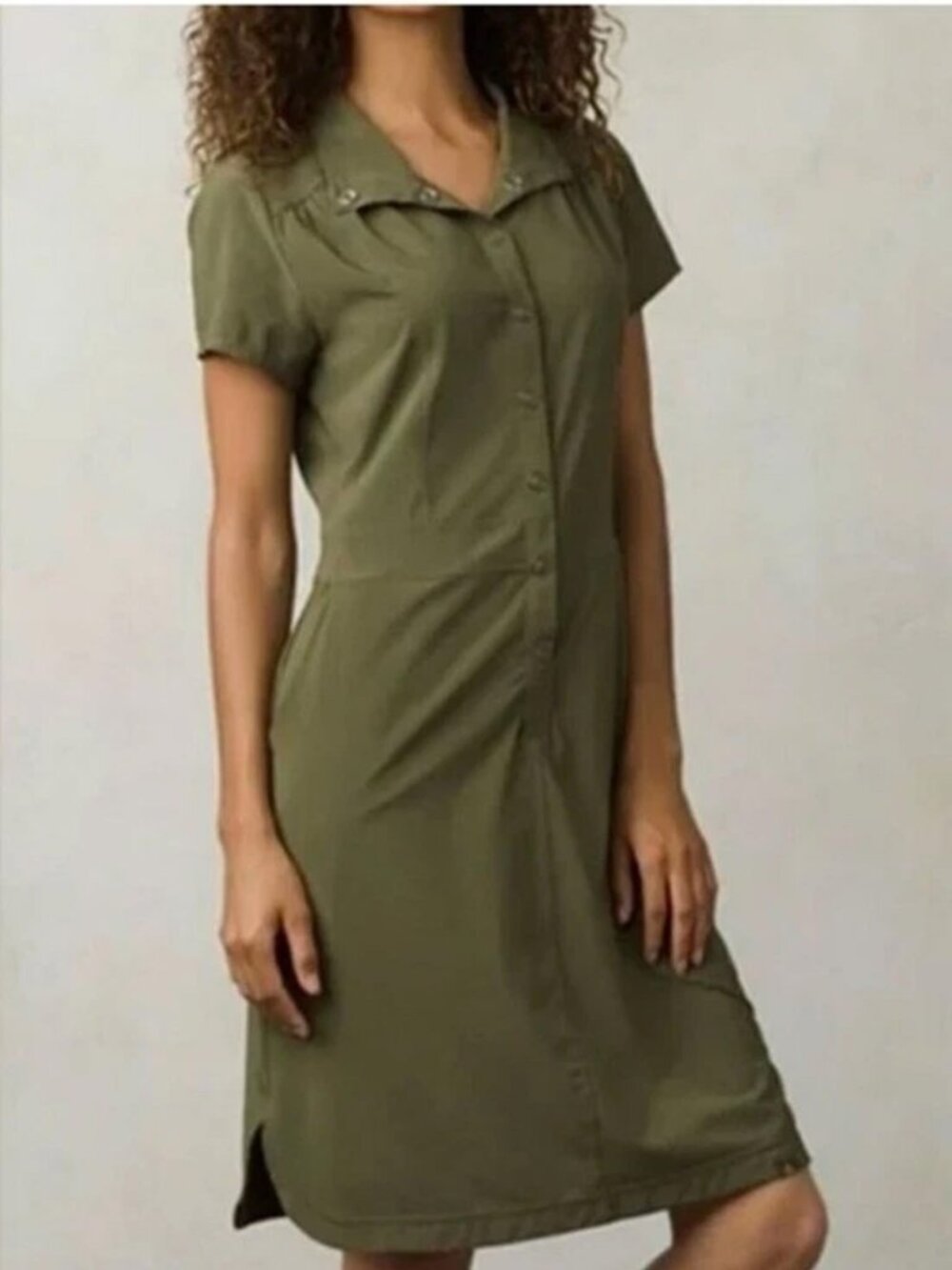 prAna Shadyn Dress Womens S Olive Green Utility Travel Outdoors Hiking Shirt Dre